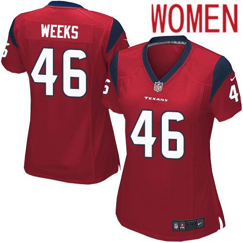 Women Houston Texans 46 Jon Weeks Red Nike Player Game NFL Jersey
